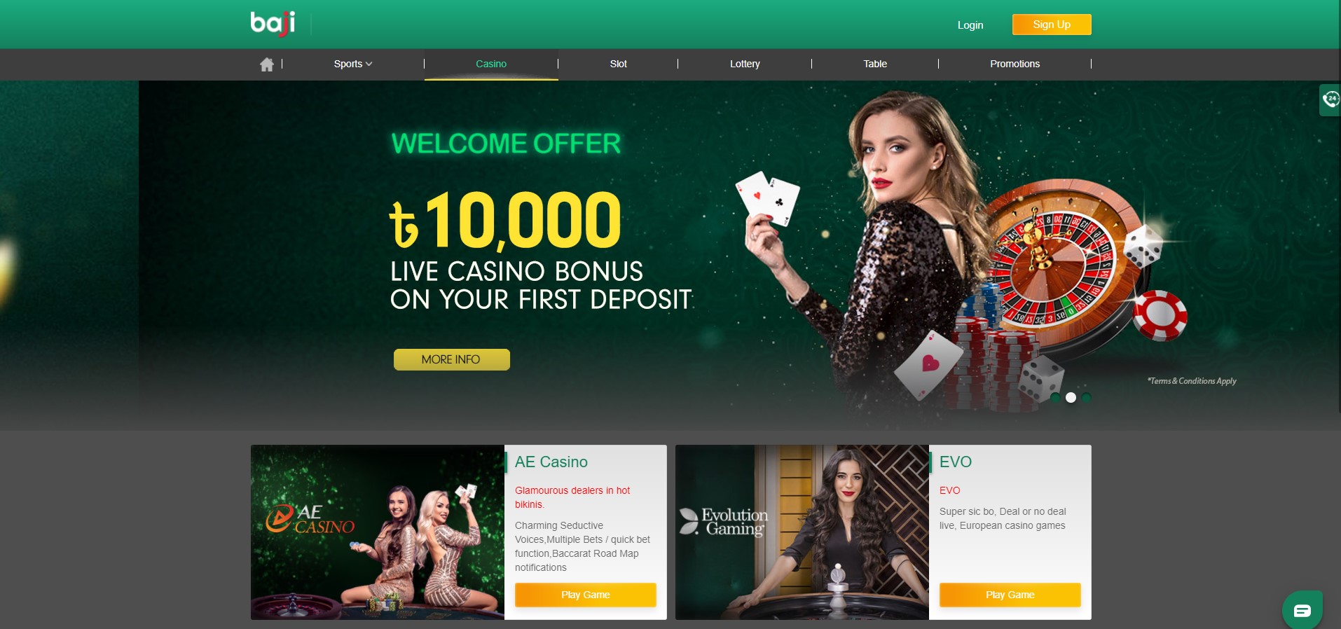 bajilive casino games page