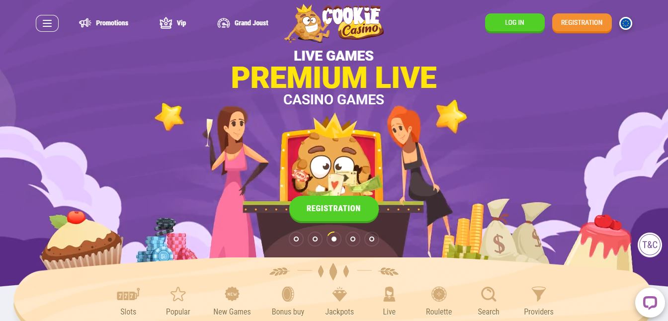 Cookie Casino home page